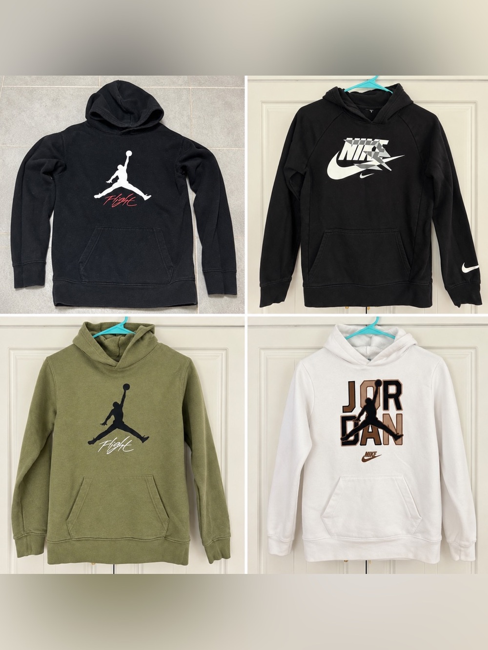 Lot of 4!!  Nike Kids Jordan & Nike Pullover Hoodies - Black, Olive, White